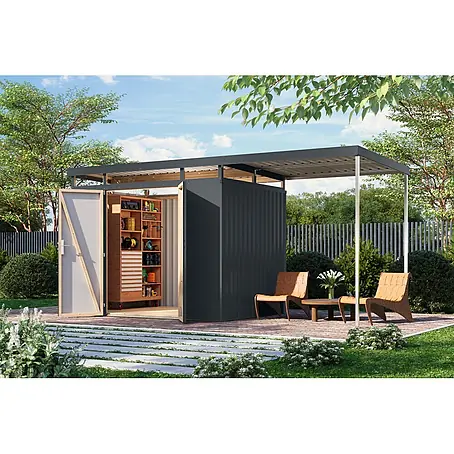 Karibu  Gerätehaus Aurum 3 mit Anbaudach