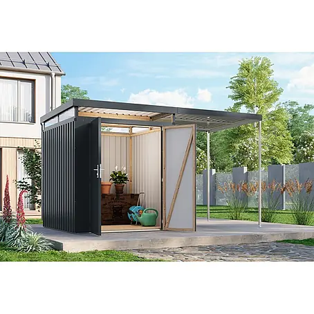 Karibu  Gerätehaus Aurum 2 mit Anbaudach
