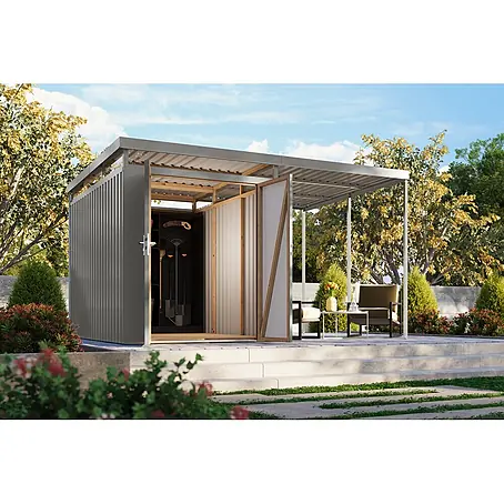 Karibu  Gerätehaus Aurum 2,5 mit Anbaudach