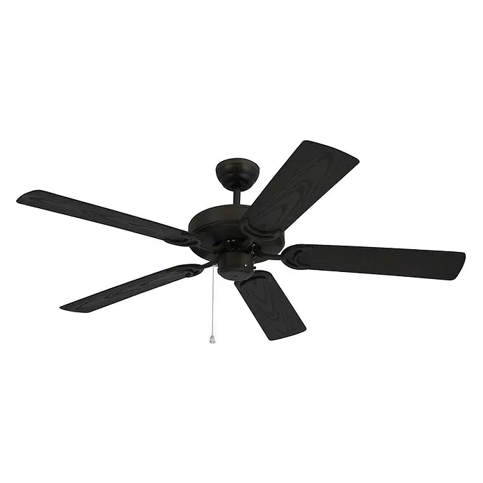 Vam Deckenventilator Outdoor Ventilator Patio bronze 132 cm - BRONZE, 1.320 mm, 60 W - Dunkelbrauner Deckenventilator mit fünf strukturierten Holzflügeln und Zugkette.