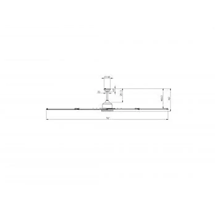 Vam Deckenventilator Energiespar Deckenventilator THE BIG 245 Nickel matt - Nickel matt, 2.450 mm, 47 W - Technische Zeichnung eines fünfflügeligen Deckenventilators mit Maßen.