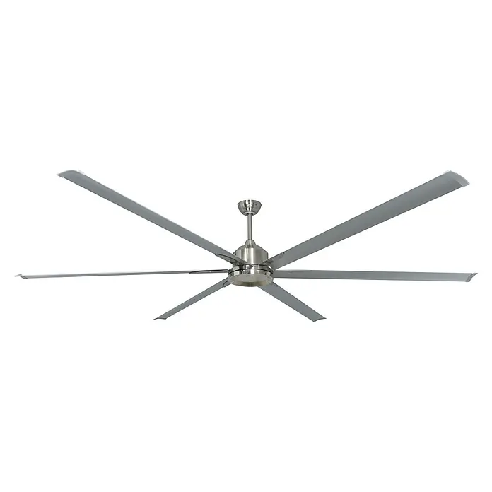 Vam Deckenventilator Energiespar Deckenventilator THE BIG 245 Nickel matt - Nickel matt, 2.450 mm, 47 W - Deckenventilator aus gebürstetem Nickel mit mehreren langen, silbernen Rotorblättern.