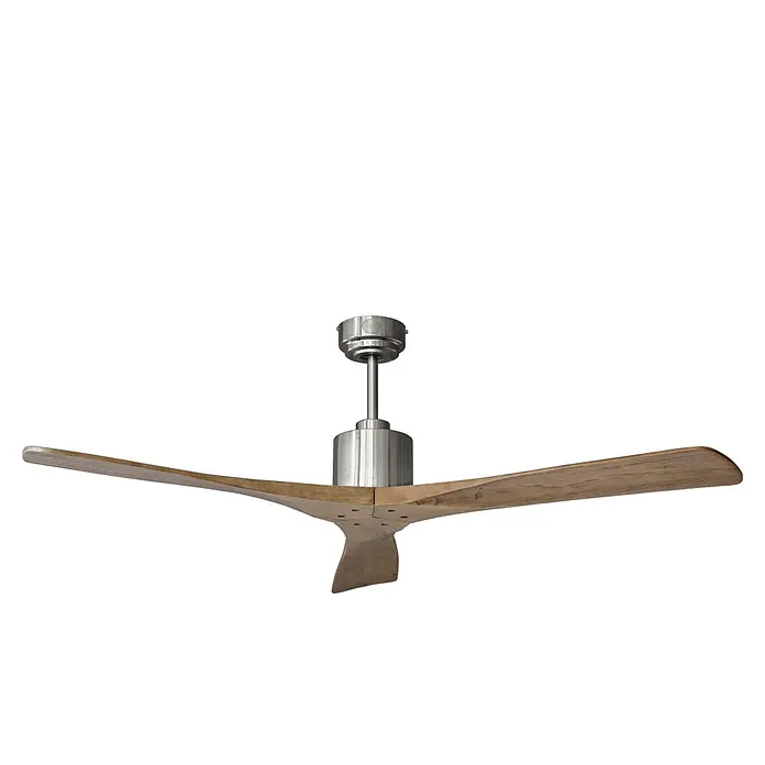Vam Deckenventilator Energiespar Deckenventilator ZEN Nickel 137 cm Raw - Raw - Naturholz, 1.370 mm, 31 W - Deckenventilator aus gebürstetem Metall mit drei Holzoptik-Flügeln.