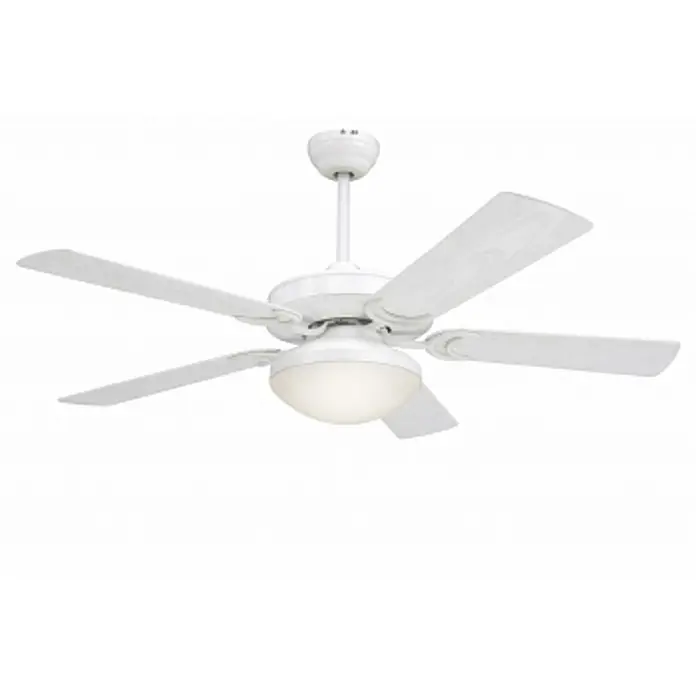 Vam Deckenventilator Outdoor Ventilator Patio weiß mit Licht 132 cm - WEIß, 1.320 mm, 60 W - Weißer Deckenventilator mit fünf strukturierten Flügeln und integrierter mattierter Kugelleuchte.