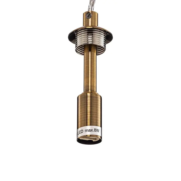 Lucande Pendelleuchte Freylin - L x B x H: 38 x 38 x 34,5 cm, creme / amber, amber, messing, G9 - Messingfarbene Lampenfassung mit Gewindesockel und Aufschrift 'LED max. 8W'.
