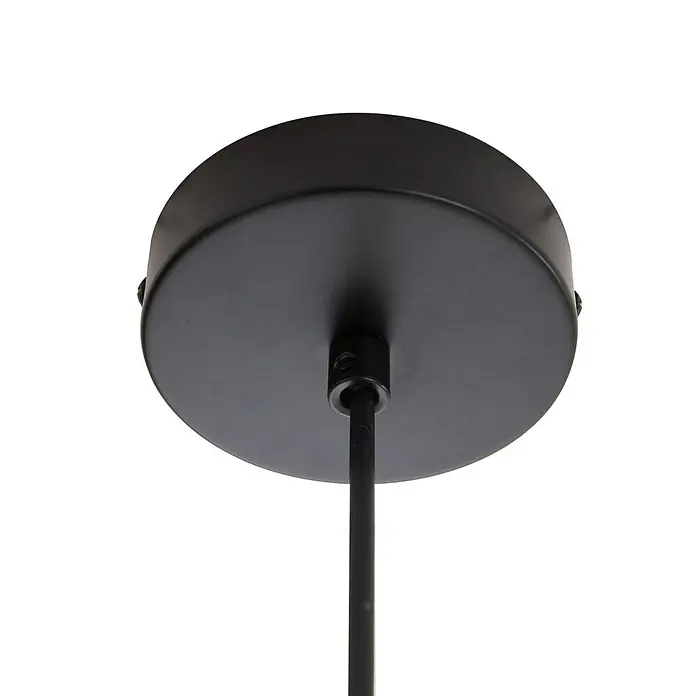 Lucande Pendelleuchte Helva - weiß / opal, weiß, Schwarz, E27 - Mattschwarze Metall-Deckenrose für eine Pendelleuchte, mit einem Kabel, das aus ihrer Mitte kommt.