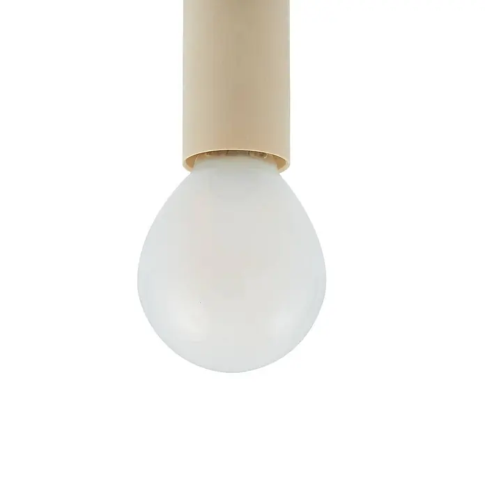 Lucande Pendelleuchte Bidolo - L x B x H: 15 x 15 x 13,5 cm, messingfarben, E14 - Weiße, birnenförmige Glühbirne mit beigem zylindrischem Sockel.