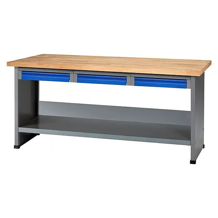 Küpper Profi Modul System Werkbank - Ultramarinblau, Hammerschlag-Silber, Anzahl Schubladen: 3 Stk. - Vorderansicht