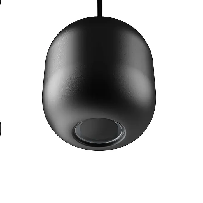 Lucande Pendelleuchte in schwarz, bunt, Hängelampe -  - Mattschwarze, eiförmige Pendelleuchte mit kreisrunder Lichtöffnung unten.