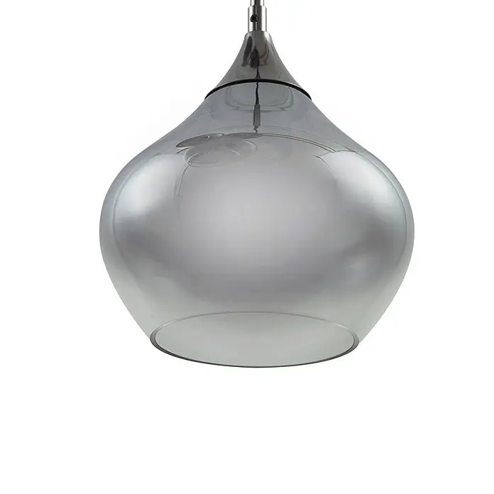 Lucande Pendelleuchte Jarven - alu / grau / zink, rauchgrau, Schwarz, E27 - Pendelleuchte aus rauchgrauem Glas mit Chromfassung. Moderne Deckenlampe.