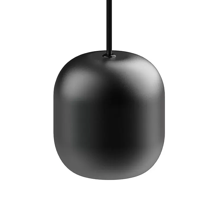 Lucande Pendelleuchte in schwarz, bunt, Hängelampe -  - Schwarze, matte, kapselförmige Pendelleuchte an einem schwarzen Kabel.