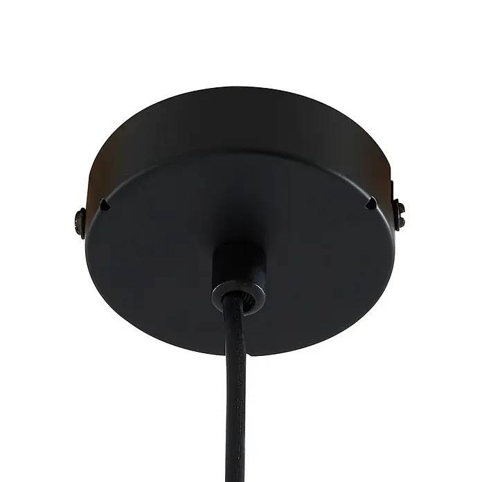 Lucande Pendelleuchte Bidolo - L x B x H: 15 x 15 x 13,5 cm, weiß / opal, Schwarz, E14 - Schwarze Deckenrosette mit Kabeleinführung für Pendelleuchte.