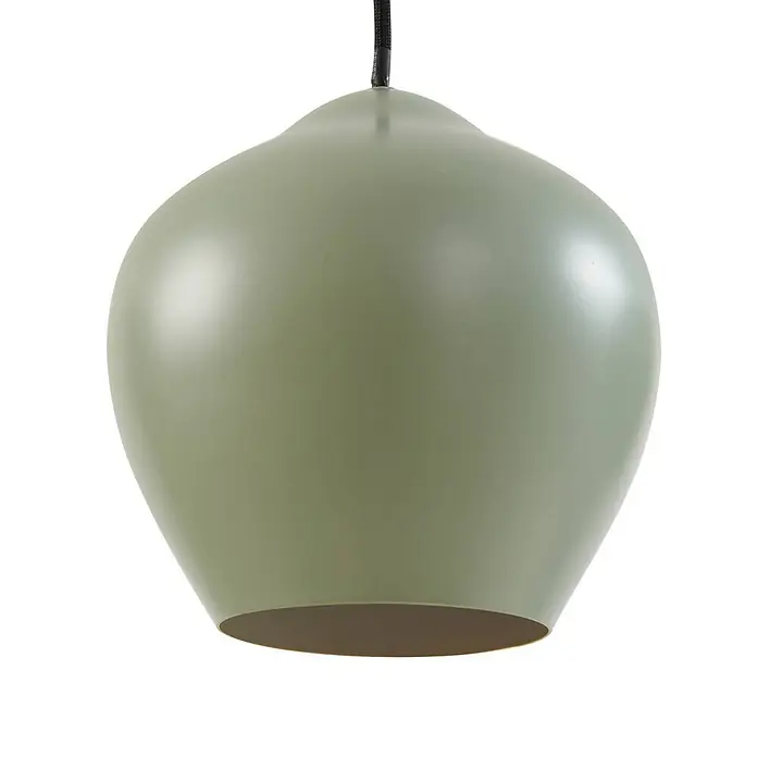 Lucande Pendelleuchte Malisa - L x B x H: 101,5 x 30 x 20 cm, grün, hellGrün, weiß, E27 - Matte grüne, glockenförmige Pendelleuchte mit schwarzem Textilkabel.