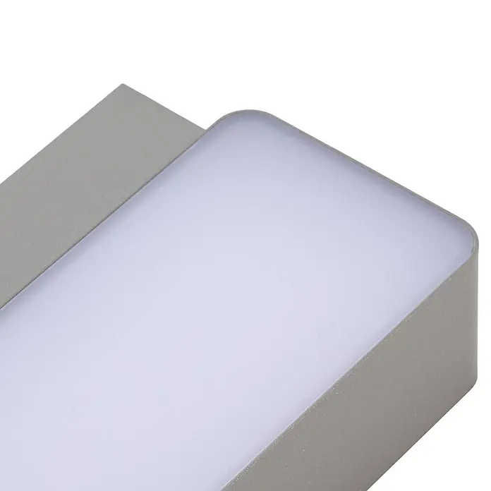 Lindby Außenwandleuchte Fando - 14,7 x 22,5 x 8,8 cm, alu / grau / zink, IP44 - Graue rechteckige LED-Wandleuchte mit mattweißer Abdeckung.