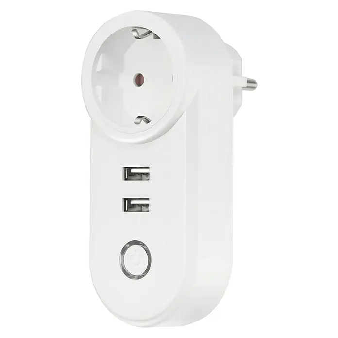 Muvit iO Enchufe inteligente inteligente WiFi con USB - Blanco - Enchufe inteligente Wi-Fi blanco con enchufe, puertos USB duales e interruptor de encendido/apagado para aparatos.