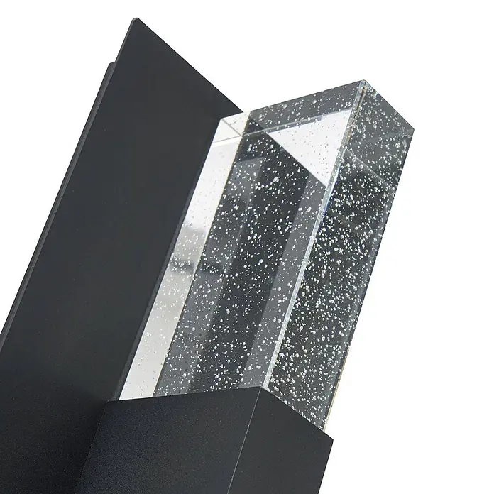 Lucande LED Wandleuchte aussen in anthrazit, transparent, Aussenlampe Wand -  - Moderne schwarze LED-Wandleuchte mit klarem, blasengefülltem Glasprisma.
