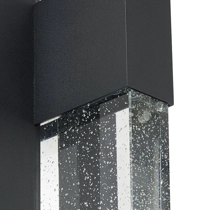 Lucande LED Wandleuchte aussen in anthrazit, transparent, Aussenlampe Wand -  - Dunkelgraue Außenwandleuchte mit klarem, blasenförmigem Glasdiffusor.