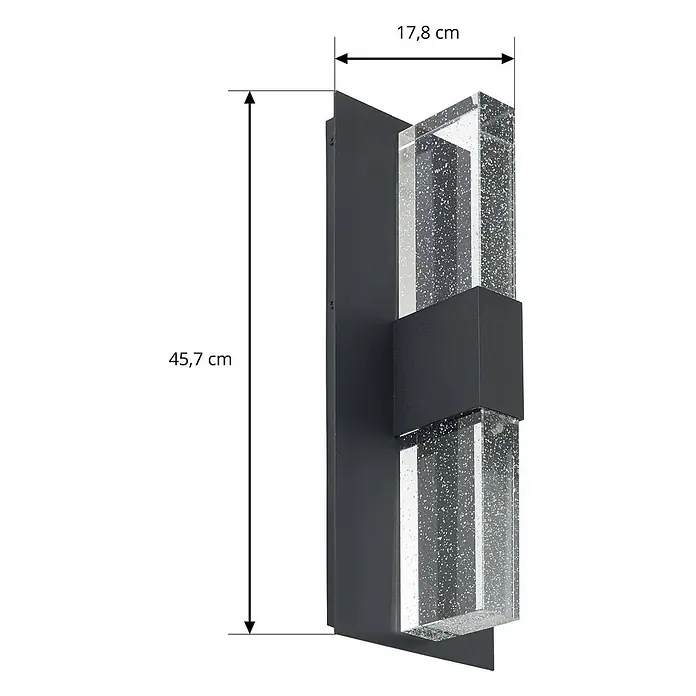 Lucande LED Wandleuchte aussen in anthrazit, transparent, Aussenlampe Wand -  - Moderne schwarze Wandleuchte mit klaren, blasenförmigen Acryldiffusoren. Höhe 45,7 cm, Breite 17,8 cm.