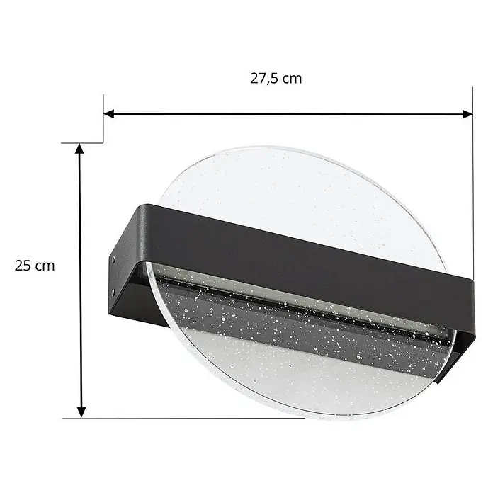 Lucande Außenwandleuchte Narkelo - schwarz, klar / transparent, IP44 - Schwarze LED-Außenwandleuchte mit klaren, strukturierten runden Glasplatten.