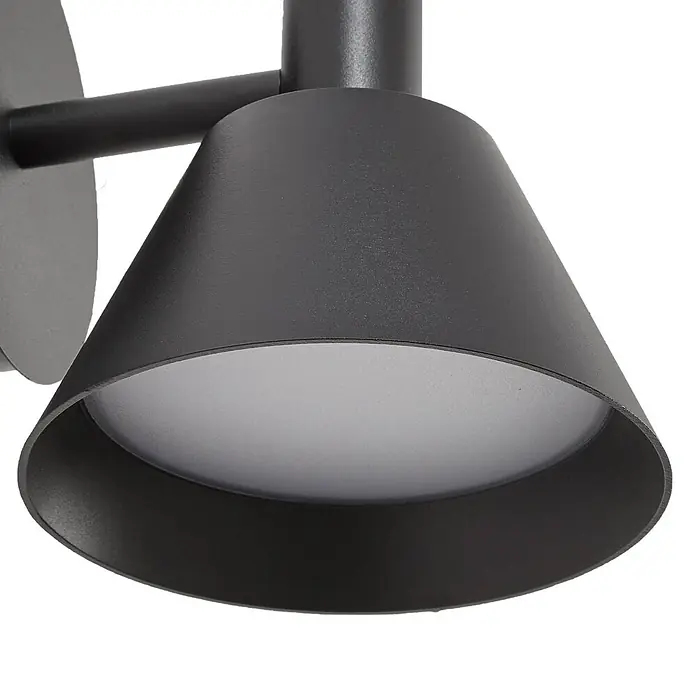Lucande Außenwandleuchte Tabena - schwarz, schwarz, IP54 - Dunkelgraue konische Metall-Wandleuchte mit weißem Diffusor.