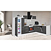 Respekta Premium Cocina esquinera (200 x 290 cm, Con dispositivos eléctricos, Gris de alto brillo)