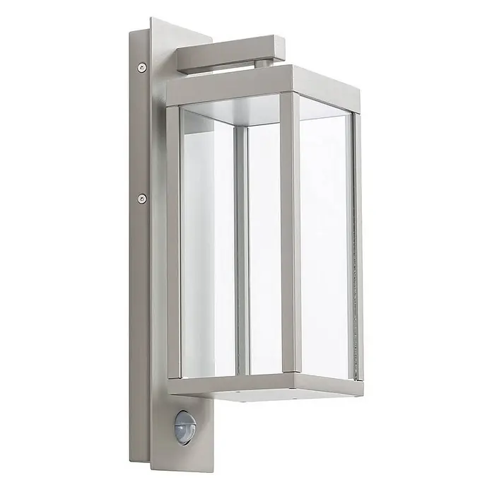 Lucande Außenwandleuchte Ferdinand - 16,5 x 12 x 38 cm, alu / grau / zink, alu / grau / zink, IP54 - Moderne graue Außenwandleuchte mit Klarglasscheiben und integriertem Bewegungsmelder.