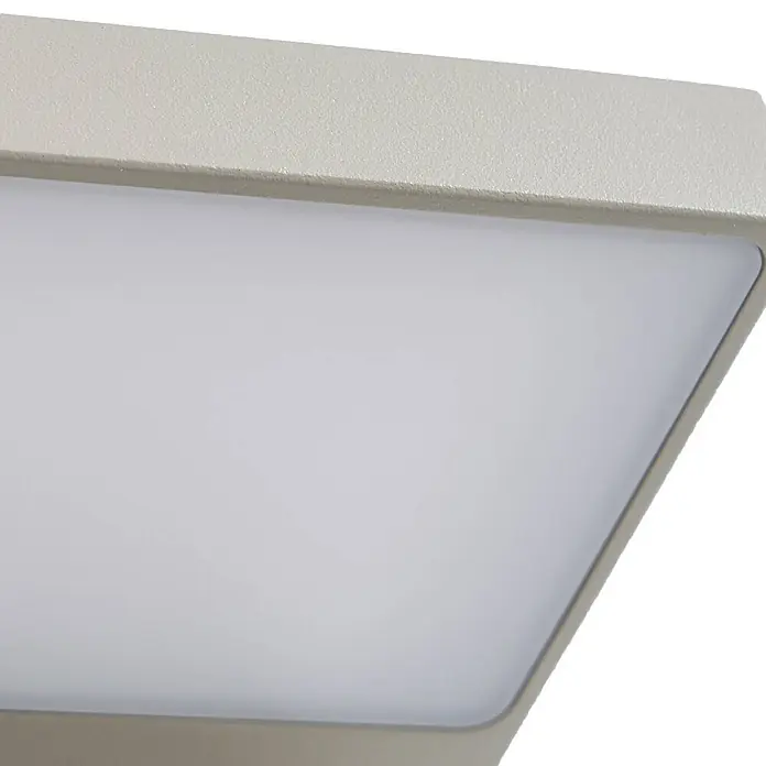 Lucande Außenwandleuchte Silvan - alu / grau / zink, alu / grau / zink, IP54 - Hellgraue, strukturierte LED-Panel-Leuchte mit weißer diffuser Oberfläche.