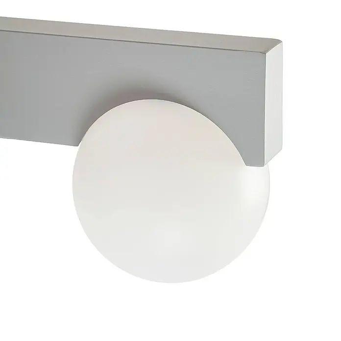 Lucande Außenwandleuchte Vijon - alu / grau / zink, IP44 - Graue rechteckige Wandleuchte mit weißem kugelförmigem Diffusor.