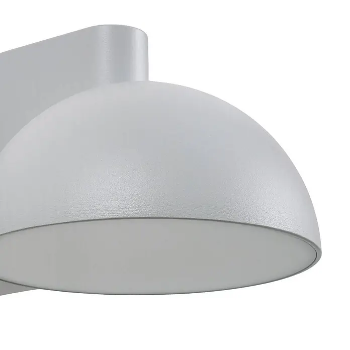 Lucande Außenwandleuchte Velira - alu / grau / zink, alu / grau / zink, IP54 - Graue, kuppelförmige Wandleuchte mit texturierter Oberfläche und opalem Diffusor.