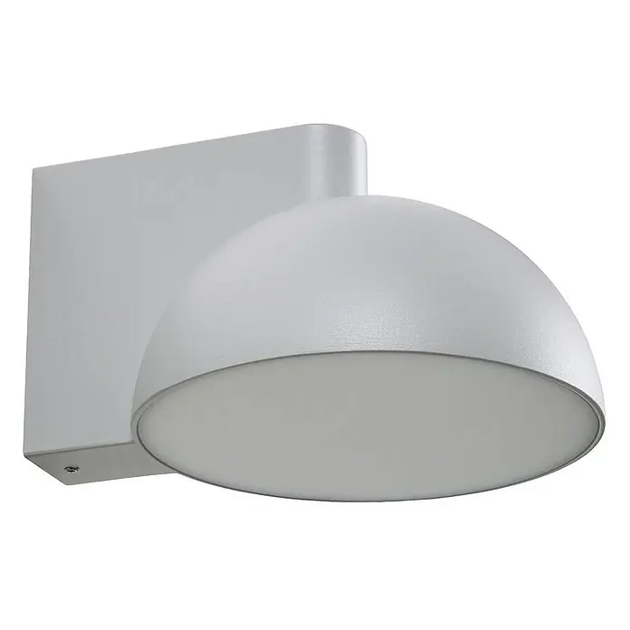 Lucande Außenwandleuchte Velira - alu / grau / zink, alu / grau / zink, IP54 - Graue, wandmontierte Außenleuchte mit halbkugelförmigem Schirm und mattem Diffusor.