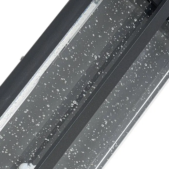 Lucande Außenwandleuchte Velune - 7,8 x 12,1 x 35 cm, schwarz, IP44 - Lineare schwarze LED-Leuchte mit klaren, blasenvergossenen Acrylplatten.