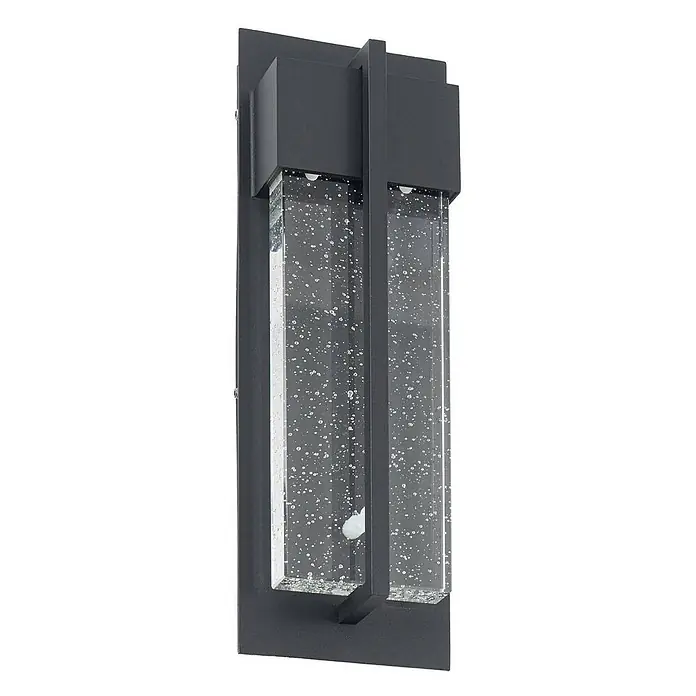 Lucande Außenwandleuchte Velune - 7,8 x 12,1 x 35 cm, schwarz, IP44 - Moderne dunkelgraue Außenwandleuchte mit zwei klaren Blasen-Glaspaneelen.