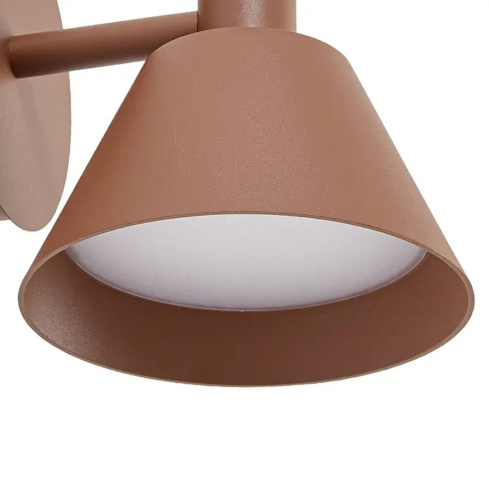 Lucande Außenwandleuchte Tabena - braun / rost, braun / rost, IP54 - Braune konische Wandleuchte mit weißem Diffusor.