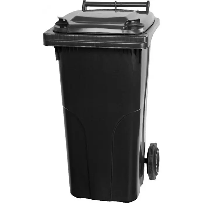 Proregal Mülltonne 2-Rad-Tonne MGB - Grau/Schwarz - Schwarze Kunststoff-Mülltonne mit klappbarem Deckel und Rädern zum einfachen Transport.