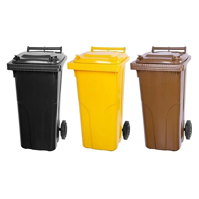 Proregal Mülltonne SuperSparSet 3x - 2-Rad-Tonne MGB - Grau/Schwarz & Gelb & Braun - Drei Rollmülltonnen: schwarzer, gelber und brauner Kunststoff. Ideal zur Mülltrennung.