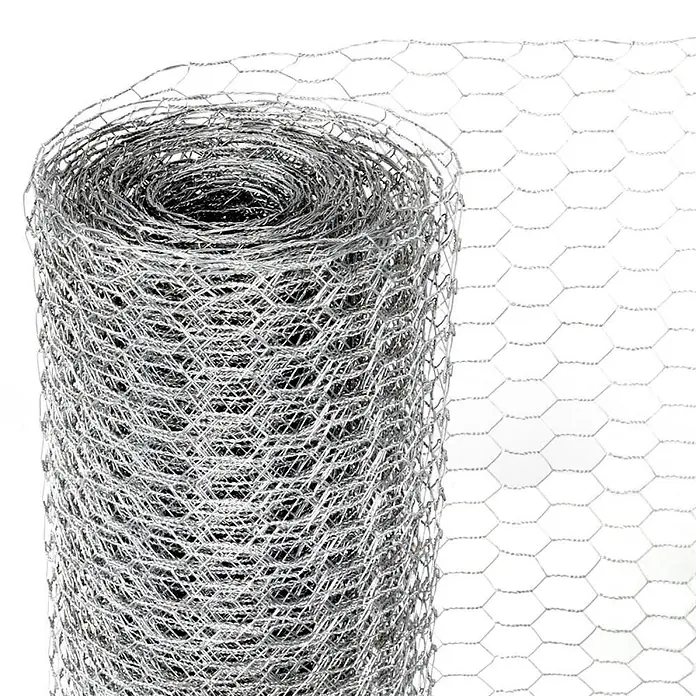 Proregal Maschendrahtzaun Sechseckgeflecht KEEPY - Silber - Rolle verzinkter Hühnerdraht, silbergraues sechseckiges Gitter.
