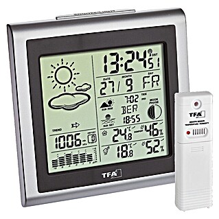 TFA Dostmann Wetterstation Largo (Digital, Batteriebetrieben, Silber, 130 x 60 x 132 mm)