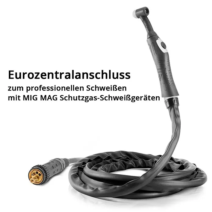 STAHLWERK WIG-Schweißbrenner Schweißbrenner WIG WP26F -  - Schwarzer MIG MAG Schweißbrenner mit Schlauch und goldenem Euro-Zentralanschluss für professionelles Schweißen.