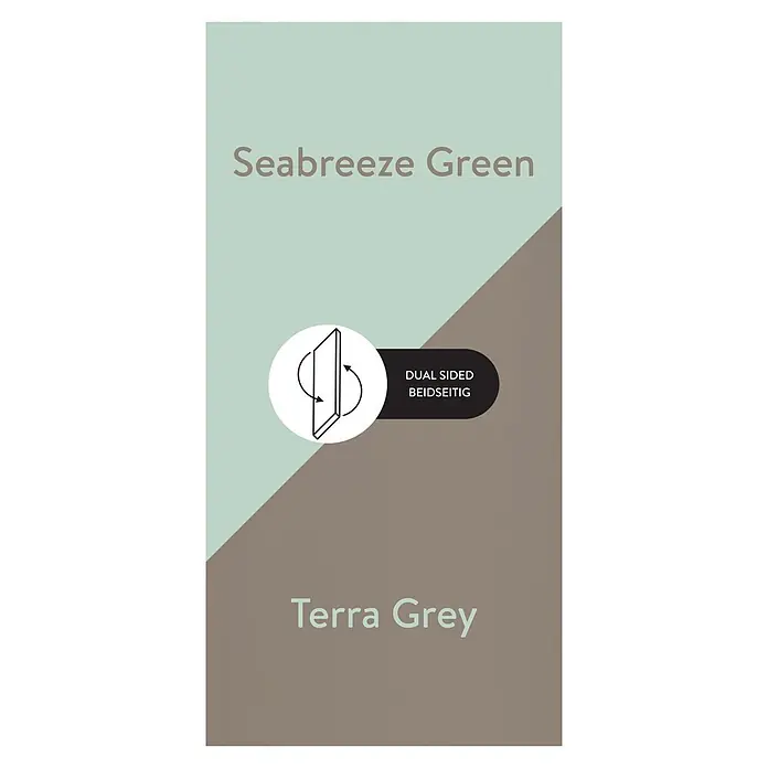 Wetwall Wandpaneel Alloy - 60 x 244 cm, Terra Grey / Seabreeze Green - Beidseitige Platte in Seabreeze Green und Terra Grey.
