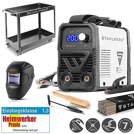 STAHLWERK  Elektrodenschweißgerät ARC 200 MD Vollausstattung + Werkzeug- und Gerätewagen
