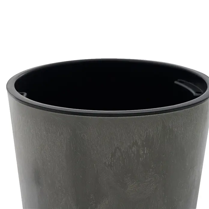 Siena Garden Pflanztopf LOCON STONE - Grau, Außenmaß (Ø x H): 25 x 46,5 cm, Kunststoff, 1 Stk. - Dunkelgrauer Kunststoff-Pflanztopf mit strukturierter Oberfläche und schwarzem Rand.