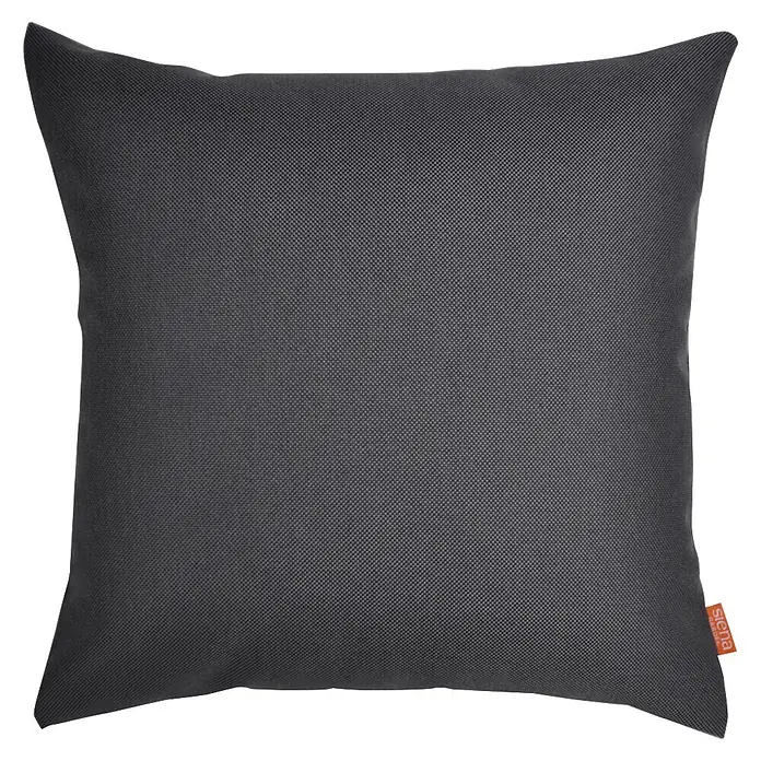 Siena Garden Kissen PRIME - 45 x 45 cm, Grau, Quadratisch - Dunkelgraues quadratisches Zierkissen mit feinem strukturiertem Stoff. Kleiner orangefarbener Markenanhänger.