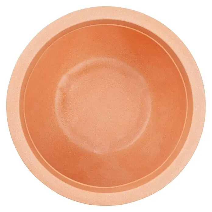 Siena Garden Pflanztopf BRISTOL - Außenmaß (Ø x H): 30 x 23 cm, Terrakotta, Kunststoff, 1 Stk. - Obenansicht eines leeren, runden, orangebraunen Terrakotta-Pflanztopfes.