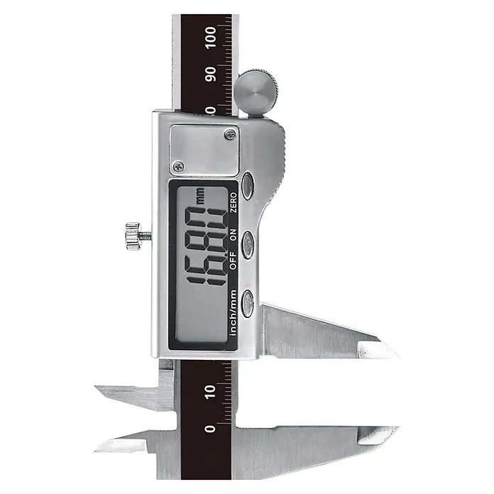 Laserliner Digitaler Messschieber Metric Master Plus - Messbereich: 0 - 150 mm - Silberner digitaler Messschieber mit LCD-Anzeige '1.80 mm' für präzise Messungen.