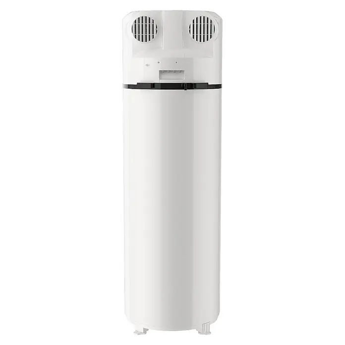 Ariston Bomba de calor para agua Nuos Plus S2 Wifi FS - 200 l, 1.800 W - Aparato cilíndrico blanco con rejillas de ventilación superiores y una banda decorativa negra.