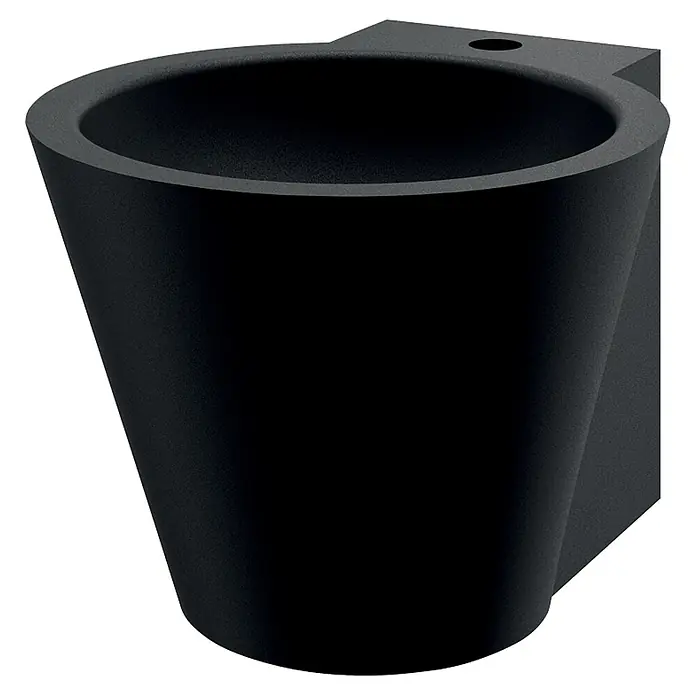 Delabie Waschbecken Delabie - Hahnloch: Mitte, Ohne Überlauf, Schwarz Matt - Elegantes, matt schwarzes Wandwaschbecken mit konischer Form und integrierter Hahnlochbohrung.