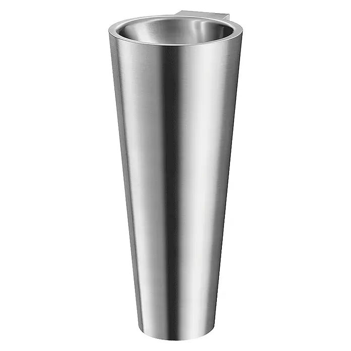 Delabie Waschbecken Delabie - Hahnloch: Ohne, Ohne Überlauf, Edelstahl - Zylindrischer Halter aus gebürstetem Silbermetall, für Besteck oder Eis.