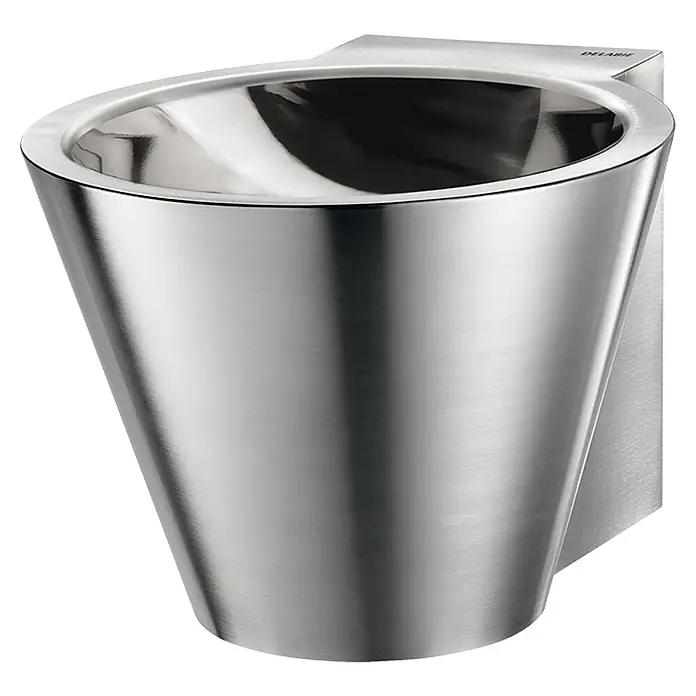 Delabie Waschbecken Delabie - Chrom - Wandhängendes, konisches Urinal aus gebürstetem Edelstahl.