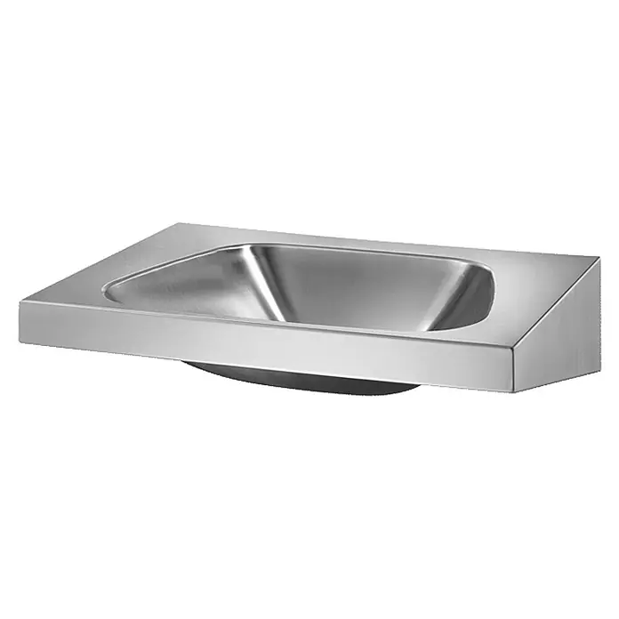 Delabie Waschbecken Delabie - Hahnloch: Ohne, Ohne Überlauf, Edelstahl - Schlankes, wandmontiertes Edelstahlwaschbecken mit integriertem Becken.