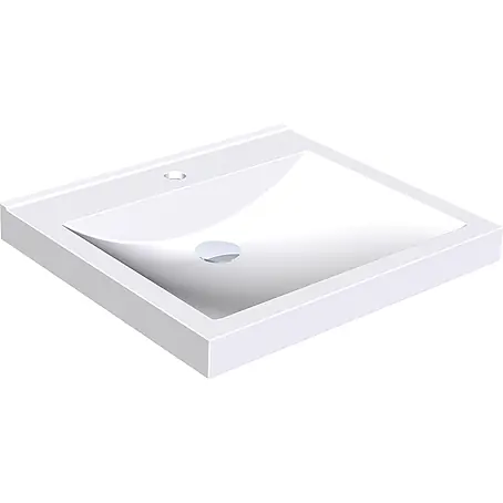 KWC  Waschtisch KWC AR Einzelwaschtisch, QUADRO, MIRANIT, 600x125x530 mm, Mulde re-eckig